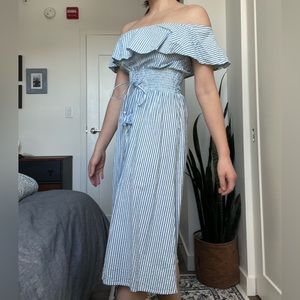 Zara Seersucker Linen Midi Dress in small